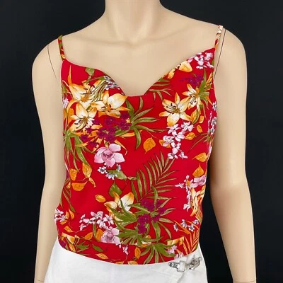 Camiseta sin mangas Anthropologie E & M para mujer mediana roja con estampado tropical cami nueva sin etiquetas Foto 1 de 4