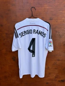 MAGLIA MAGLIA CALCIO HOME REAL MADRID 2014/2015 ADIDAS L #4 SERGIO RAMOS - Foto 1 di 16