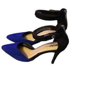 Mossimo size 7 1/2 Royal blue and black 3” pumps. Ankle strap and zippered heel. - Picture 1 of 10