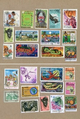 REPUBLIC OF GUINEA, Replublic de Guinee Mix Lot of 25 Vintage POSTAGE STAMPS #12 - Image 1 of 4