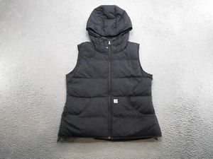 Carhartt Women's Alpine Down Puffer Vest Size L Black Hooded Zip 100059 - Picture 1 of 9
