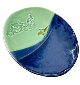 Myersart (John & Jan Myers) Studio Kunstkeramik Hibiskus & Kolibri Platte, 9" - Bild 1 von 9