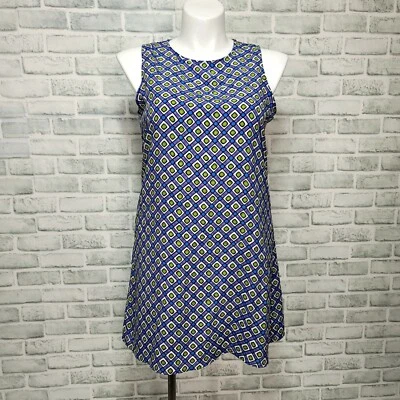 复古 90 年代 60 年代门票女式 L 多彩 Mod 几何 Aline Shift 连衣裙 — 第 1/4 张图片