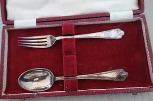ROBERTS & BELK Vintage Salt Spoon Romney Silver Plate Sheffield Tea Spoon & Fork - Picture 1 of 6