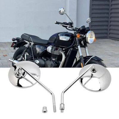 2x For Triumph Bonneville T100 T120 MotorcycleRound Side Mirrors Rearview Chrome - Image 1 of 4