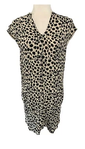 madewell women’s beige black leopard print short sleeve mini dress xs - Picture 1 of 4