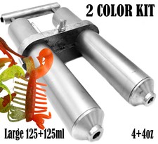 CooB Aluminium Soft Lure Injector Mold 2 x 120 ml Plastisol Dual Color Hand Kit