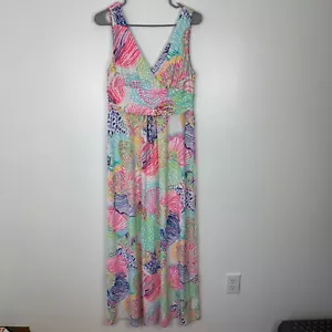 Maxi abito donna Lilly Pulitzer taglia L Sloane senza maniche scollo a V stampa conchiglia - Foto 1 di 4