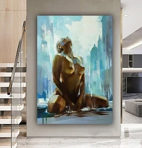 NAKED WOMAN WATERCOLOUR DEEP FRAMED CANVAS WALL ART OR PAPER PRINT POSTER DECOR - Picture 1 of 7