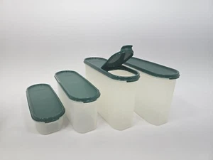 Tupperware Set Of 4 2399 2400 2401 Green Lid NOS - Picture 1 of 2