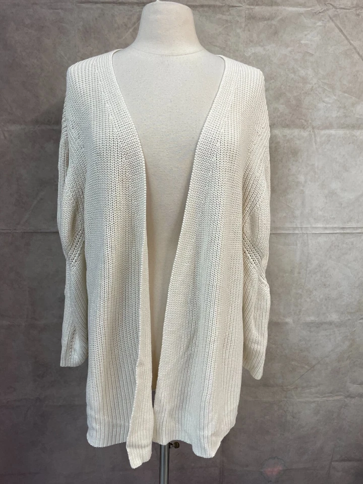 Divided H&M Cardigan Womens Ivory Pointelle Knit Long Sleeve Open Front Size XL - Image 1 of 4