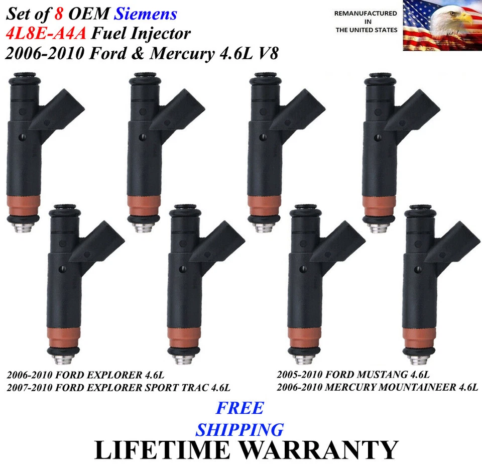 Set of 8 OEM Siemens Genuine Fuel Injectors For 2006-2010 Ford & Mercury 4.6L V8 - Image 1 of 1