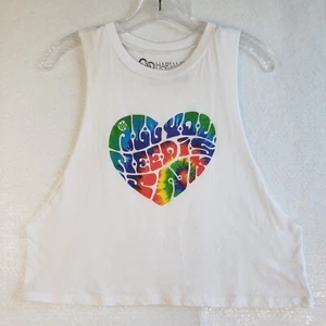 Hart and Huntington Shirt Womens Medium Cut out Sleeves All You Need Is Love Top - Picture 1 of 12