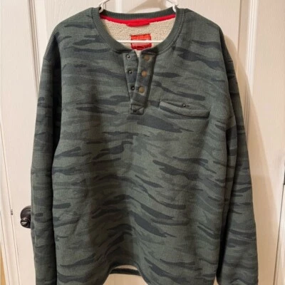 Coleman Sherpa Lined Camo Henley Sweatshirt XL Outdoor Camping Layer - Image 1 of 3