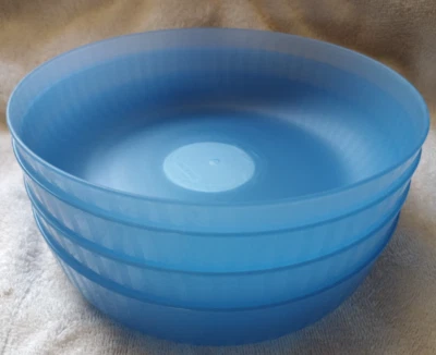 4 pcs Mainstays - Round Plastic Swirl Pattern Dinner Bowl, 42-Ounce blue - Image 1 of 4