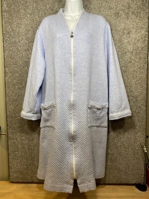 Bata Eileen West para mujer L/XL vals acolchada jaspeado azul diamante bolsillos con cremallera completa Foto 1 de 4