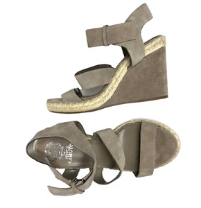 Sandalias alpargata de cuña Vince Camuto Illani para mujer 9 M gamuza con tiras topo boho - Imagen 1 de 13