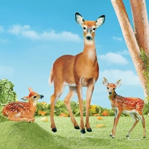Set of 3 Realistic Mother Deer & Her Fawns Outdoor Metal Garden Stakes - Picture 1 of 1