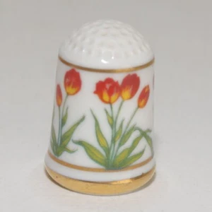 Vintage 1978 Franklin Porcelain Thimble Tulipa Rembrandt - Picture 1 of 6