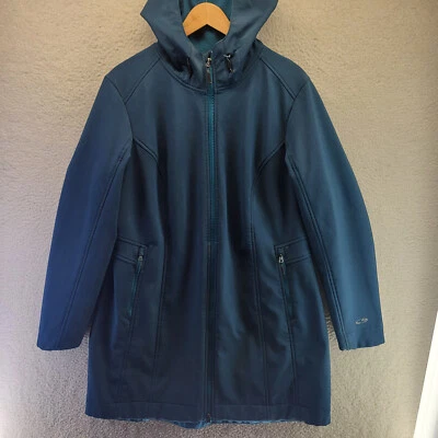 Champion C9 女式 XL 蓝色连帽全拉链浅弹簧夹克雨衣 — 第 1/4 张图片