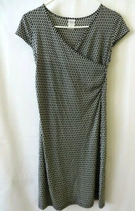 Talbots Kids Dress Criss Cross Bodice Cap Slv Blk Wht Silk Cotton Size 12 #11143 - Picture 1 of 5