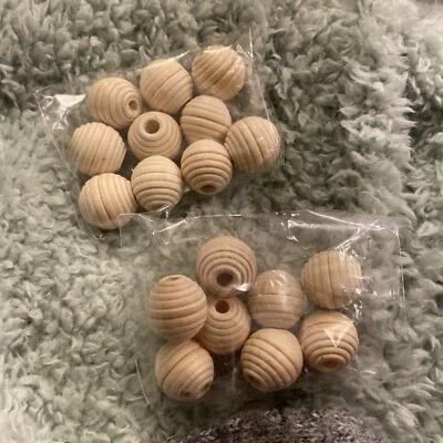 18 x 30mm  Wooden ribbed beads , threading , craft supplies.  - Image 1 of 2