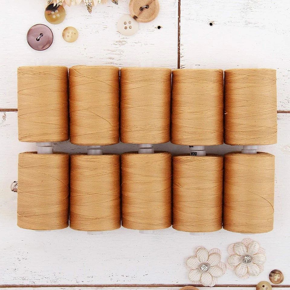 100% Cotton Thread Set | 10 Beige Spools | 1000M (1100 Yards) Quilting Sewing - Image 1 of 4
