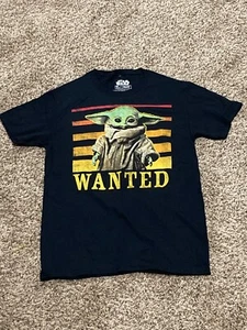 Star Wars Baby Yoda Wanted - T-Shirt - Black - Size Small - Picture 1 of 3