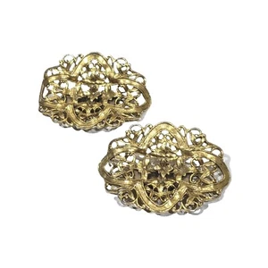 MUSI Clips Scarpe Tono Oro Filigrana Accessori Scarpe Vintage - Foto 1 di 9