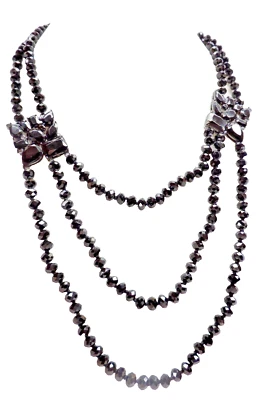 Ralph Lauren Glass Bead Triple Layer Necklace Black $128 New! NWT - Image 1 of 4