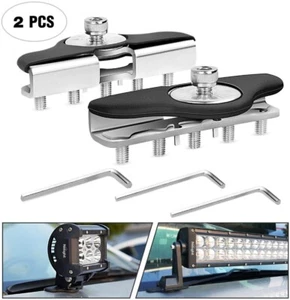 Pair Universal Car Truck LED Work Light Bar Hood Mount Brackets Clamp Holder - Picture 1 of 9