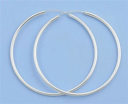 Continuous Hoop Earrings Sterling Silver 925 Thickness 2.5 mm Diameter 70 mm - Image 1 of 1