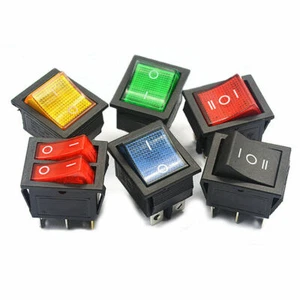 Interruptor balancín rectangular 31x25 mm KCD4 4 pines 16A250V negro rojo verde azul amarillo - Imagen 1 de 23
