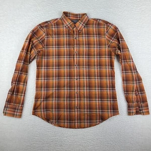 Vince Dress Shirt Mens Medium Dark Orange Plaid Light Weight Button Up - Picture 1 of 9