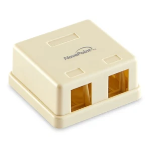 NavePoint Keystone Jack Surface-Mount Box 2-Port Ivory, 10-Pack - Picture 1 of 4
