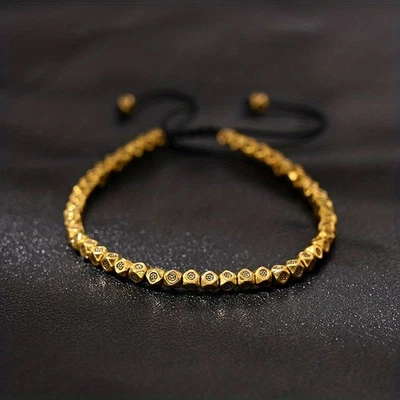 西藏精神铜金珠手链可调节中性保护能量 — 第 1/4 张图片