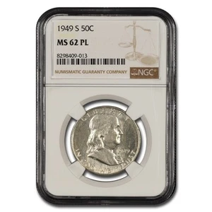 1949-S Franklin Half Dollar MS-62 NGC (PL) - Picture 1 of 3