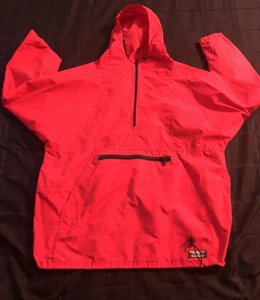 VTG L.L. Bean Mens Nylon 1/4 Zip Anorak Hooded Large Red Windbreaker Made In USA - Picture 1 of 5
