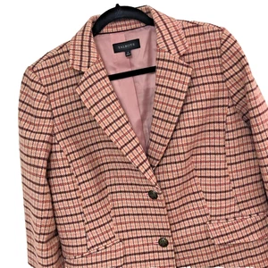 Neu ohne Etikett Talbots karierter Shetland-Blazer Damen 14 L Wolle gefüttert Karriere korallenbraun - Bild 1 von 8