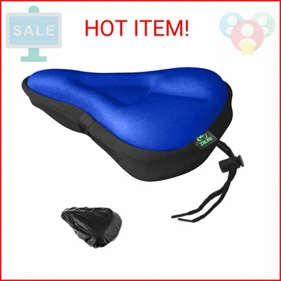 Cojín de asiento de bicicleta Zacro - Funda de asiento de bicicleta acolchada de gel para hombres mujeres comodidad, extra Foto 1 de 2