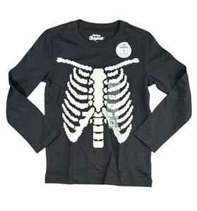 T-shirt grafica Oshkosh B’Gosh bambino ragazzi scheletro bagliore nel buio taglia 4T - Foto 1 di 1