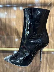 Scarpe stivali stiletto Dolce & Gabbana nuovi con scatola neri vernice swarovski gioiello 9 - Foto 1 di 5