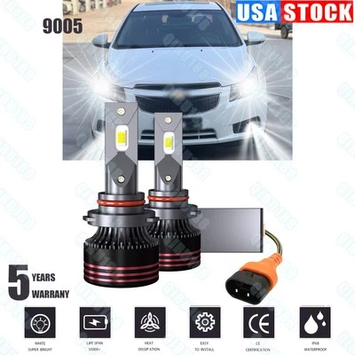 LED Headlight KIT 9005 6000K White Bulbs High/Lo Beam for Chevy Malibu 2016-2018 - Image 1 of 4