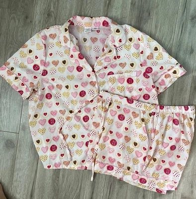 Cashmere And Cupcakes Size M Hearts Cookies Pajamas Satin Lounge Kid core - Image 1 of 4