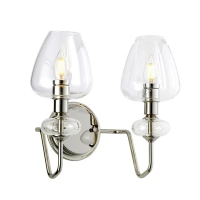Wandlampe innen Glas Metall in Nickel elegant 2x E14 MAIYA Wandleuchte Bad Flur - Bild 1 von 2