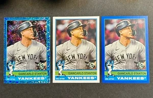 GIANCARLO STANTON 2025 Topps Heritage #212 CHROME BLUE SPARKLE, BLUE BORDER,Base - Picture 1 of 2