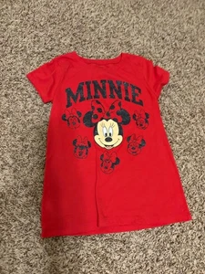 Disney Minnie Mouse T Shirt Medium 7-8 Red with Black Graphic Short Sleeve - Picture 1 of 3