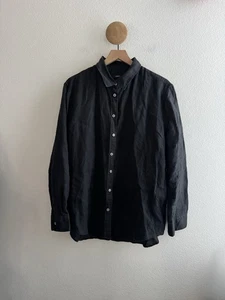 Schwarzes Leinenhemd mit Knopfleiste von Quitte - Bild 1 von 6