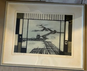 Abstrakter Druck „Am Fenster Japan“, 48/50,63x77 cm - Bild 1 von 4