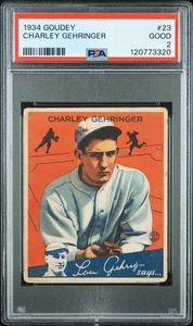 Charley Gehringer 1934 Goudey #23 - PSA 2 - Salón de la Fama - Tarjeta nítida/centrada - Imagen 1 de 2